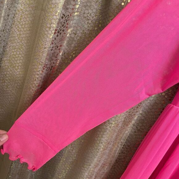 Torrid Hot Pink Glo Mesh Ruffle Tiered Mini Dress XL/14 NWT - Picture 3 of 11